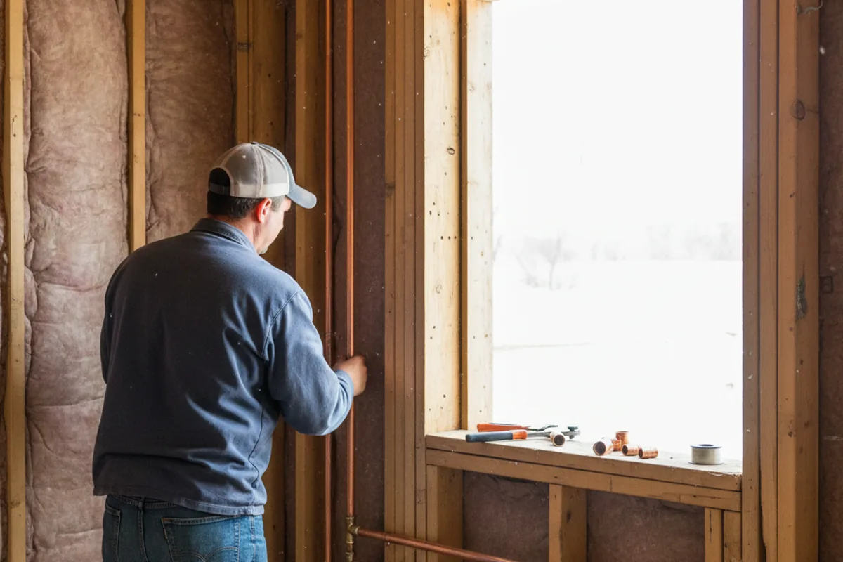 Licensed plumber running new copper supply lines in a Ashville home