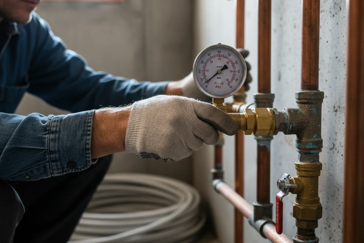 Pressure testing a repaired line during Water Line Repair in Ashville